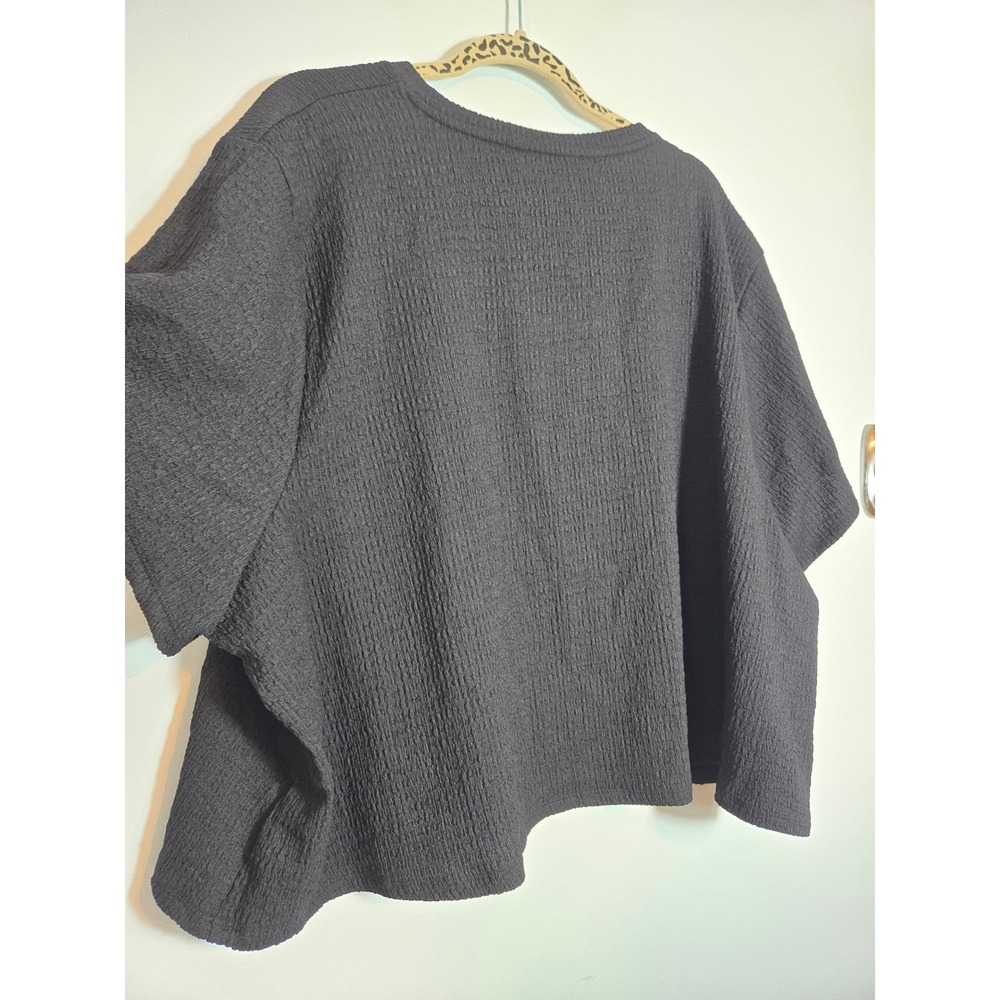 Nina Parker x Macys Womens 4X Black Beauty Crinkle Knit Boxy Top 824-CSB194BW - Picture 8 of 8